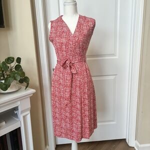 DVF Diane von Furstenberg 100% Silk Sleeveless Wrap Dress Red White Sz 10 NWOT